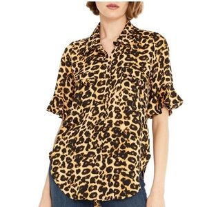 Misa Los Angeles Leopard Button Down Shirt
